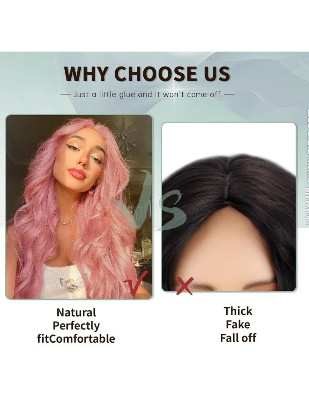 Women's Pink 26 Inch Natural Synthetic Modern Long Curly Wavy Fiber Wigs